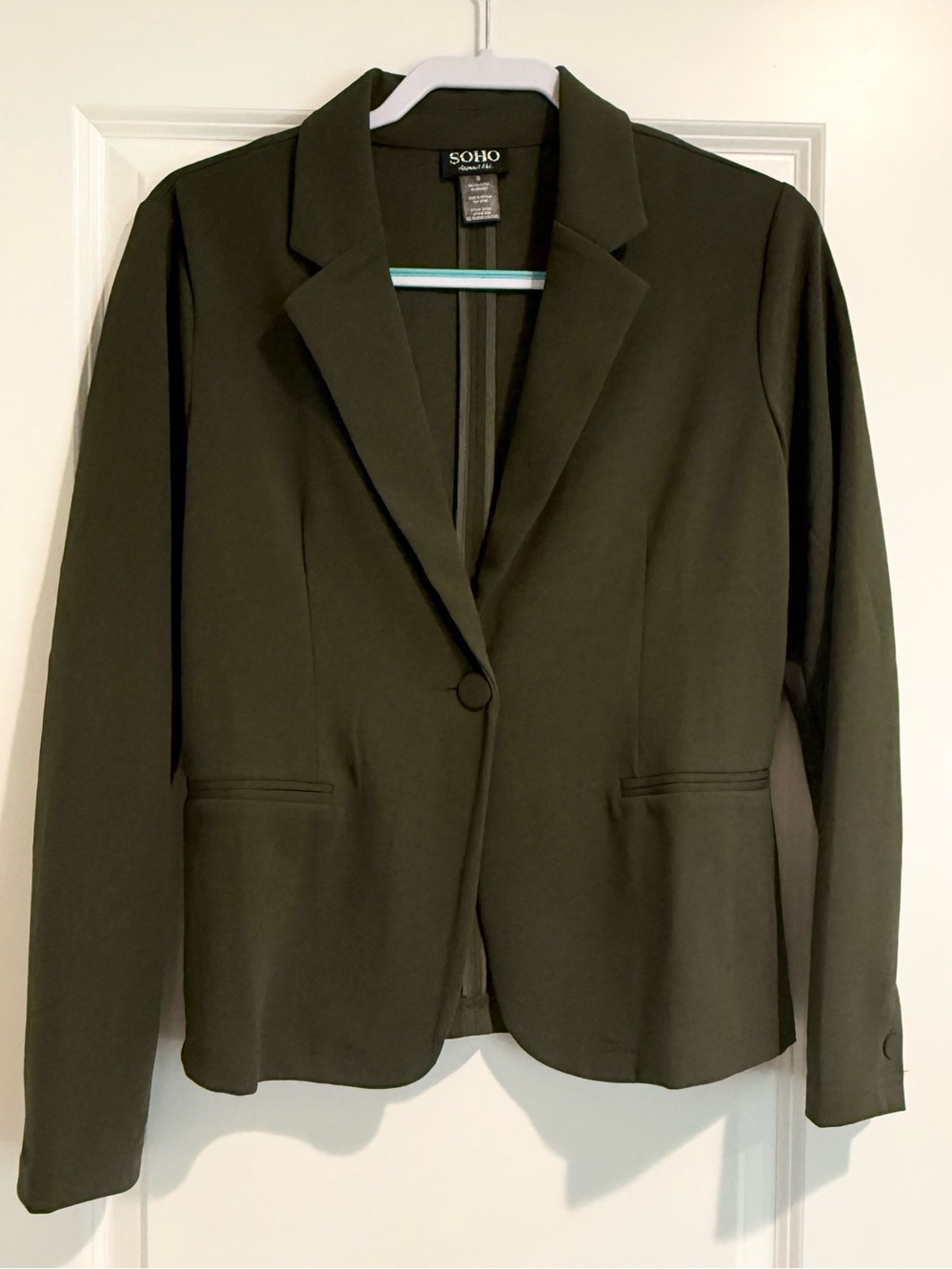 Soho Apparel Olive Single-Button Notch Lapel Blazer